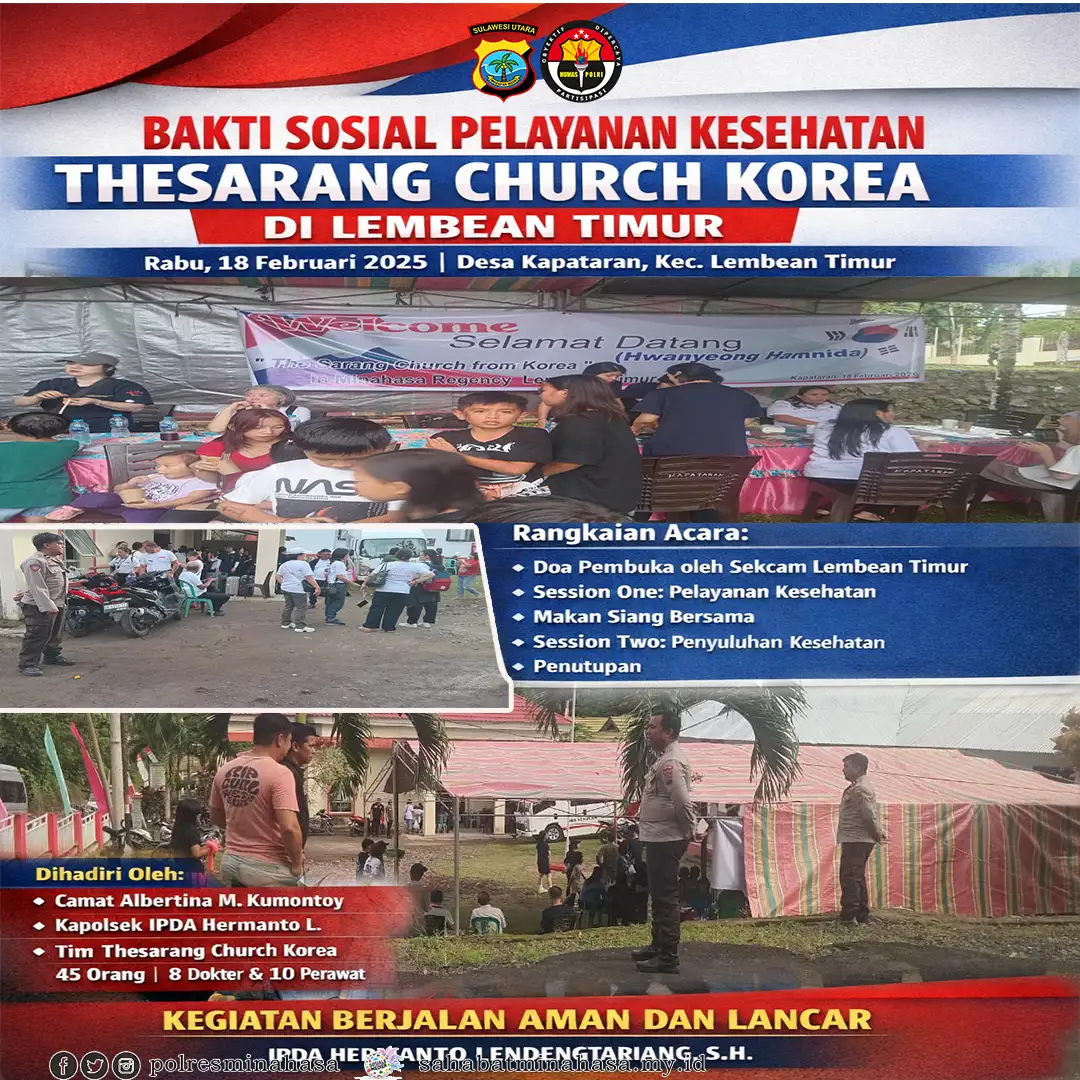 BAKTI SOSIAL PELAYANAN KESEHATAN OLEH THESARANG CHURCH KOREA DI LEMBEAN TIMUR BERJALAN AMAN DAN LANCAR